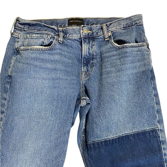Free Assembly 36 x 30 Straight jeans with patch mid rise - Picture 2 of 4
